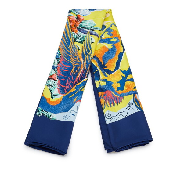 HERMES Blue Silk Scarf - Picture 2 of 10